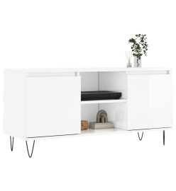 Meuble TV blanc brillant 104x35x50 cm bois d'ingénierie