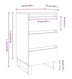 Table de chevet gris béton 40x35x69 cm bois d’ingénierie