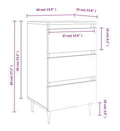 Table de chevet chêne marron 40x35x69 cm bois d’ingénierie