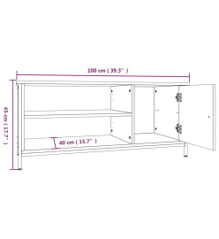 Meuble TV chêne fumé 100x40x45 cm bois d'ingénierie