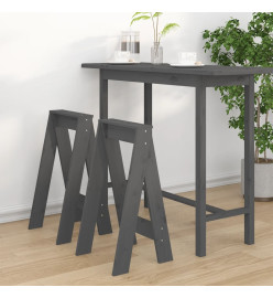 Tabourets lot de 2 gris 40x40x75 cm bois massif de pin