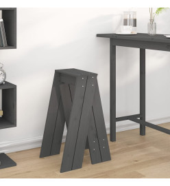 Tabourets lot de 2 gris 40x40x75 cm bois massif de pin