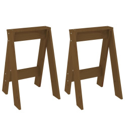 Tabourets lot de 2 marron miel 40x40x60 cm bois massif de pin