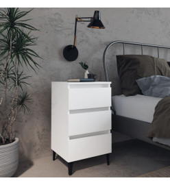 Tables de chevet avec pieds en métal 2 pcs Blanc 40x35x69 cm