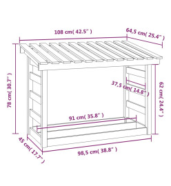 Support pour bois de chauffage Blanc 108x64,5x78 cm Bois de pin