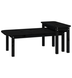 Ensemble de tables basses 2 pcs Noir Bois massif de pin