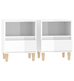 Tables de chevet 2 pcs Blanc brillant 40x35x50 cm