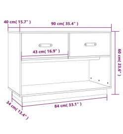 Meuble TV Noir 90x40x60 cm Bois de pin massif