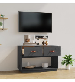 Meuble TV Gris 90x40x60 cm Bois de pin massif