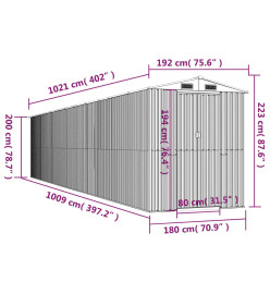 Abri de jardin Anthracite 192x1021x223 cm Acier galvanisé