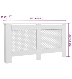 Cache-radiateurs 2 pcs Blanc 152x19x81,5 cm MDF