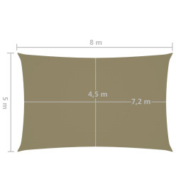 Voile de parasol Tissu Oxford rectangulaire 5x8 m Beige