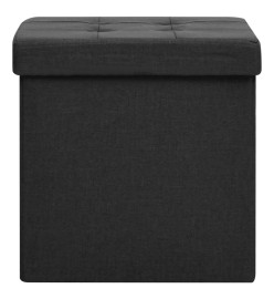 Tabourets de rangement pliables lot de 2 noir Faux lin