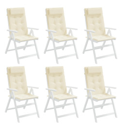 Coussins de chaise à dossier haut lot de 6 crème tissu oxford