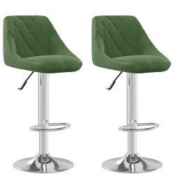 Tabourets de bar lot de 2 vert foncé velours