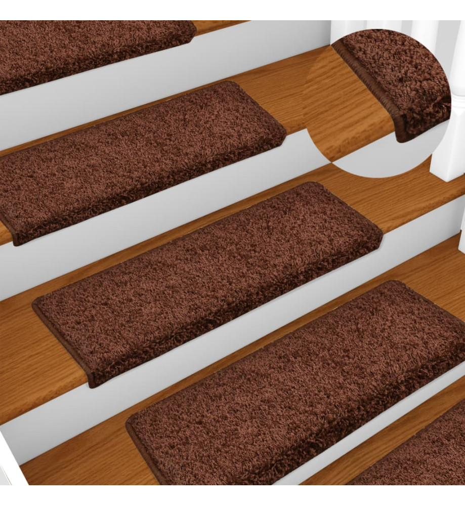 Tapis d'escalier 10 pcs 65x21x4 cm Marron