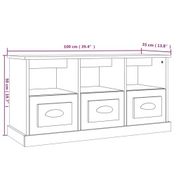 Meuble TV sonoma gris 100x35x50 cm bois d'ingénierie