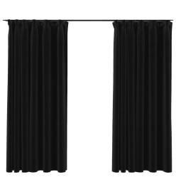 Rideaux occultants aspect lin crochet 2pcs Anthracite 140x175cm