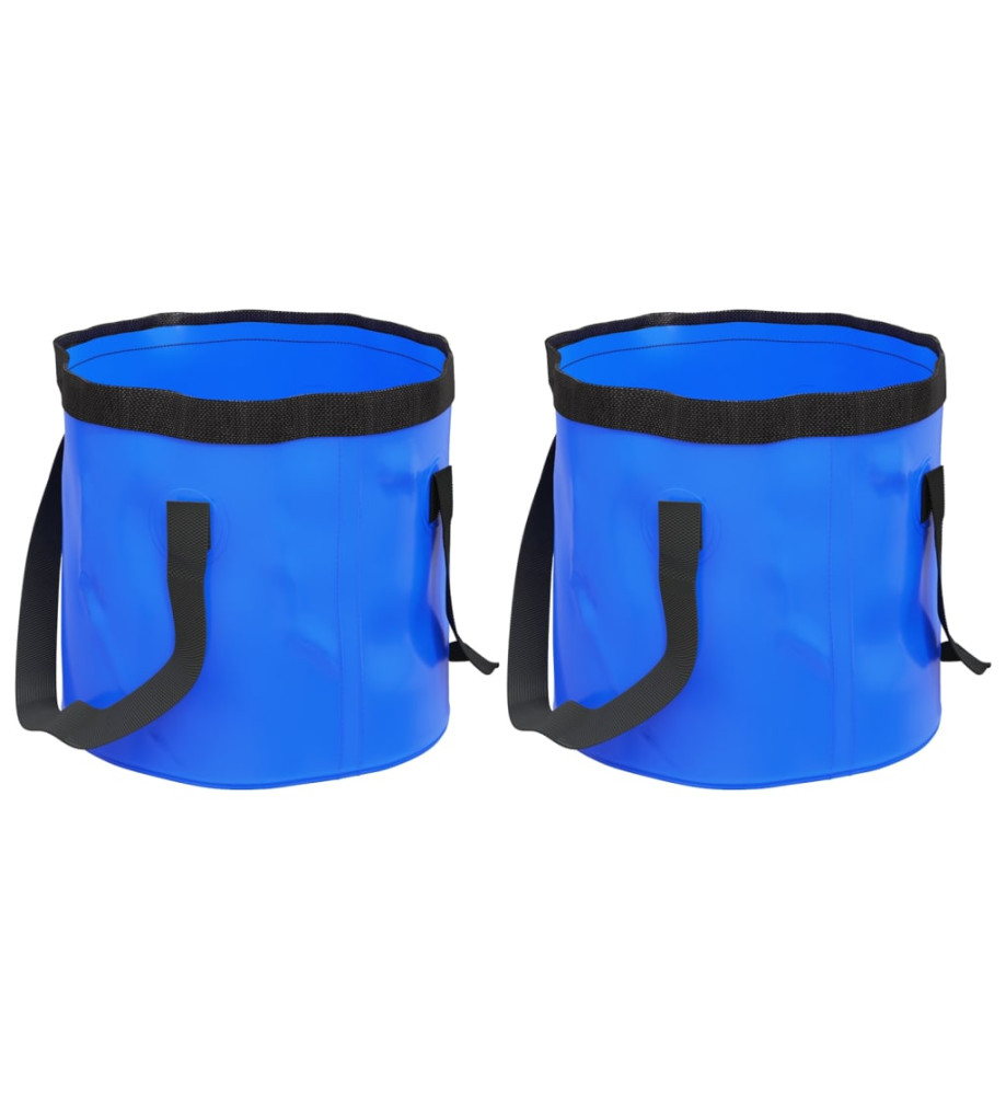 Seaux pliables 2 pcs bleu 30 L PVC