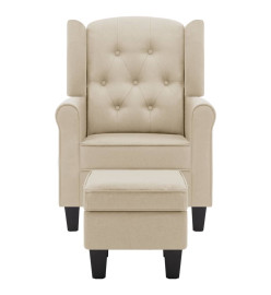 Fauteuil avec repose-pied Crème Tissu