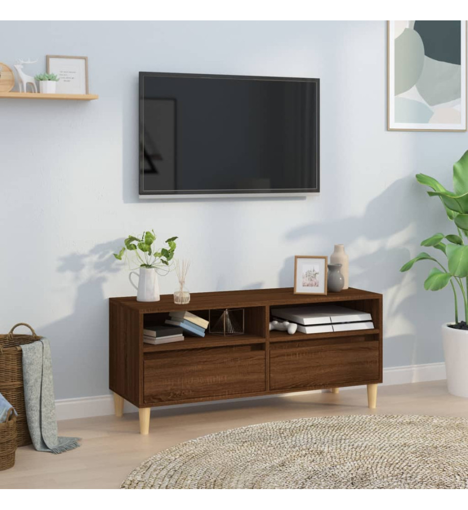 Meuble TV chêne marron 100x34,5x44,5 cm bois d'ingénierie