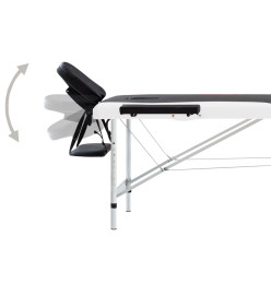 Table de massage pliable 2 zones Aluminium Noir et blanc