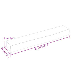 Étagère murale gris foncé 60x10x6 cm bois chêne massif traité