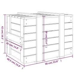 Boîte de rangement Noir 58x40,5x42 cm Bois massif de pin