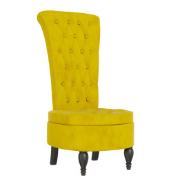 Chaise à dossier haut jaune velours conception de bouton