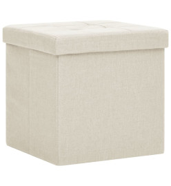 Tabouret de rangement pliable Blanc crème Faux lin