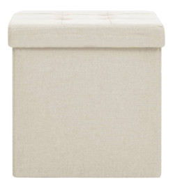 Tabouret de rangement pliable Blanc crème Faux lin