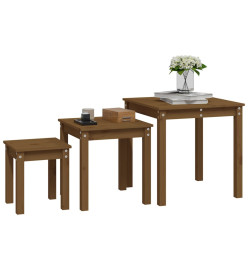 Tables gigognes 3 pcs Marron miel Bois de pin massif