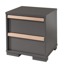 Vipack Table de chevet 2 tiroirs London Bois Anthracite