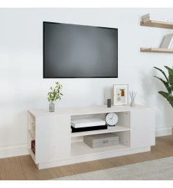 Meuble TV Blanc 110x35x40,5 cm Bois de pin massif