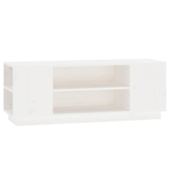 Meuble TV Blanc 110x35x40,5 cm Bois de pin massif