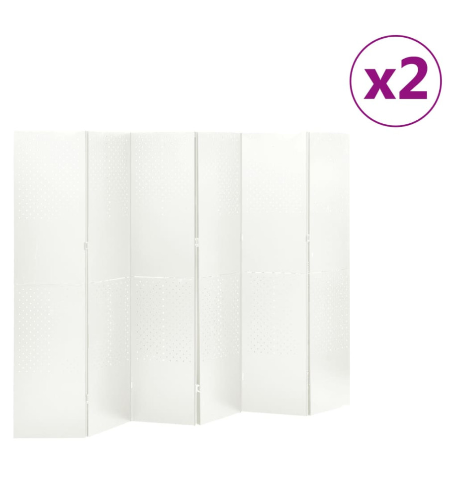 Cloisons de séparation 6 panneaux 2 pcs Blanc 240x180 cm Acier