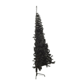 Demi sapin de Noël artificiel avec support Noir 120 cm PVC