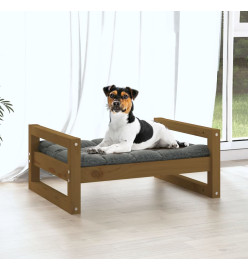 Lit pour chien Marron miel 55,5x45,5x28 cm Bois de pin solide