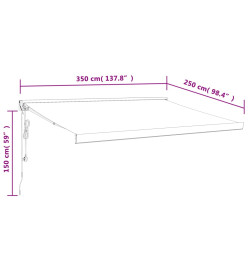 Auvent rétractable jaune et blanc 3,5x2,5 m tissu et aluminium