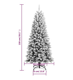 Sapin de Noël artificiel avec neige floquée 150 cm PVC et PE