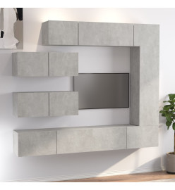 Ensemble de meubles TV 7 pcs Gris béton Bois d'ingénierie