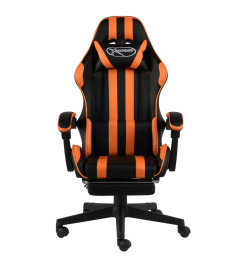 Fauteuil de jeux vidéo et repose-pied Noir et orange Similicuir