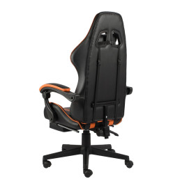 Fauteuil de jeux vidéo et repose-pied Noir et orange Similicuir