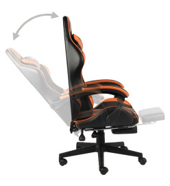 Fauteuil de jeux vidéo et repose-pied Noir et orange Similicuir