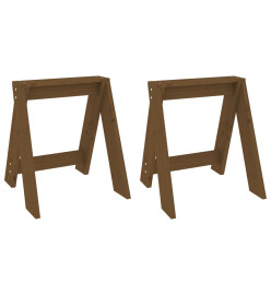 Tabourets lot de 2 marron miel 40x40x45 cm bois massif de pin