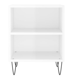 Tables de chevet 2pcs blanc brillant 40x30x50cm bois ingénierie