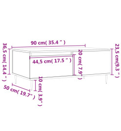 Table basse Chêne fumé 90x50x36,5 cm Bois d'ingénierie