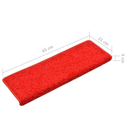 Tapis d'escalier 5 pcs 65x21x4 cm Rouge