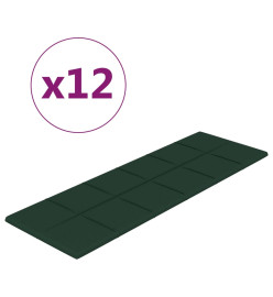 Panneaux muraux 12 pcs Vert foncé 90x30 cm Tissu 3,24 m²