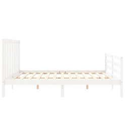 Cadre de lit avec tête de lit blanc Super King bois massif